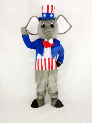 Realistic Patriotic Elephant Mascot Costume Cartoon