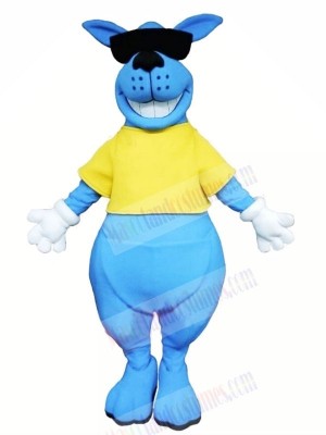 Smiling Blue Kangaroo Mascot Costumes Animal