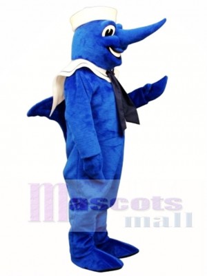 Cute Swordfish with Hat & Collar Mascot Costume