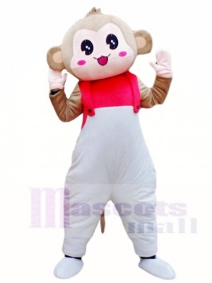 Monkey in White Overalls Mascot Costumes Animal 