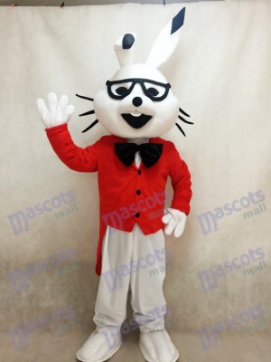 White Easter Bunny Bugs Rabbit Mascot Costumes with Red Coat