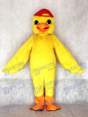 Cute Yellow Chick Mascot Costume with Red Hat