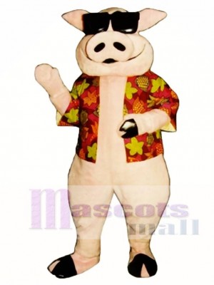 Pig Piglet Hog with Hawaiian shirt & Sunglasses Mascot Costume