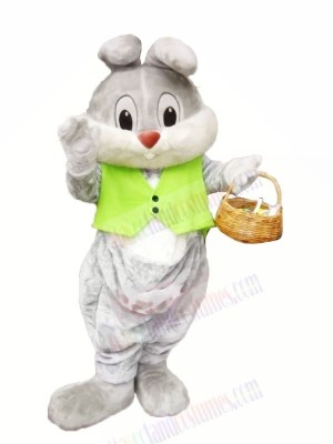 Christmas Bunny with Green Vest Mascot Costumes Animal