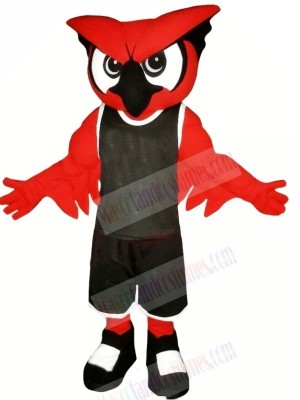 Red Owl with Black Suit Mascot Costumes