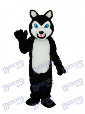 Long-haired Black Wolf Mascot Adult Costume