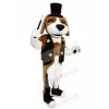 Brown and White Dog with Black Hat Mascot Costumes Animal