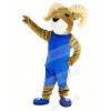 Power Sport Ram with Blue Sportswear Mascot Costume