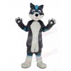 Funny Blue and Gray Husky Dog with Blue Eyes Mascot Costume