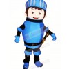 Cute Knight with Blue Coat Mascot Costume Cartoon 