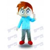 Blue Shirt Big Eyes Boy Mascot Costume