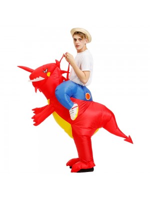 Dinosaur Ride on Inflatable Costume Blow up Costume for Adult/Child Red