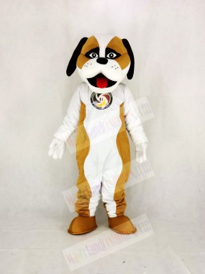 Brown And White St. Bernard Dog Mascot Costume Cartoon