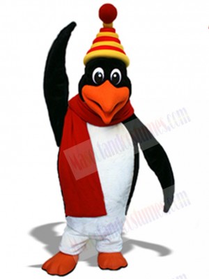 Penguin Mascot Costume wear Red Scarf Animal