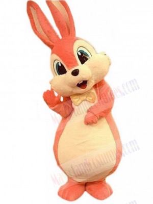 Lovely Bunny Mascot Costume Animal wearing Golden Bow Tie