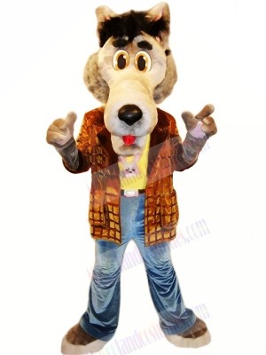 Cool Wolf with Jacket Mascot Costumes Cartoon