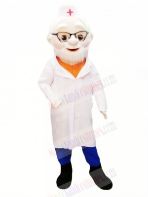 Old Doctor with Black Shoes Mascot Costume People