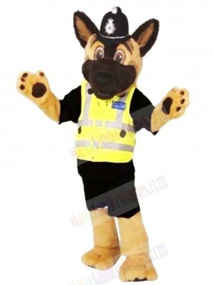 Brown and Black Staffs Police Dog Mascot Costume Cartoon