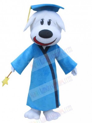 White Doctor Dog Mascot Costume Animal in Blue Coat