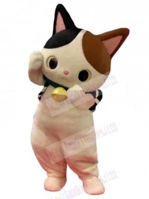 Cute Cat Mascot Costume Animal with Black and Brown Ears