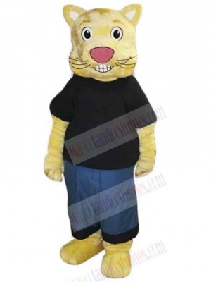 Cookie the Culture Cat Mascot Costume Animal in Black T-shirt