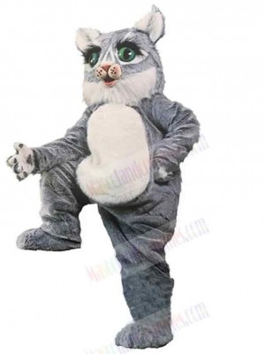 Alley Gray Cat Mascot Costume Animal with Green Eyes