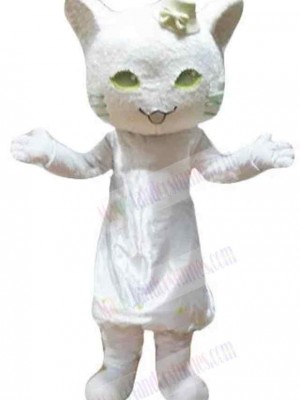 Elegant White Cat Mascot Costume Animal