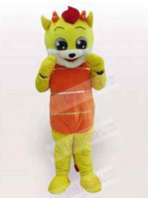 Yellow Cat Mascot Costume Animal in Orange Clothes