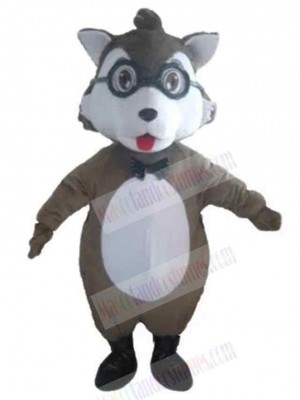 Cute Baby Wolf Mascot Costume Animal with Glasses