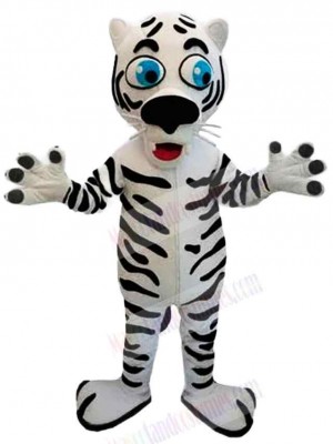 Slim Black and White Tiger Mascot Costume Animal