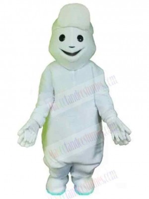 Happy White Snowman Mascot Costume Cartoon