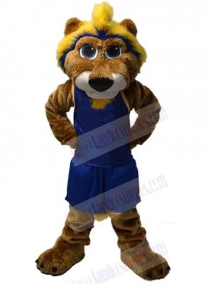 Basketball Lion Mascot Costume Animal in Navy Blue Vest