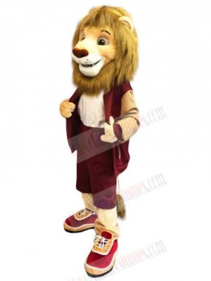 Happy Lion Mascot Costume Animal with Red Shoes