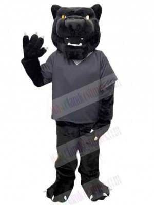 Black Panther Mascot Costume Animal in Grey T-shirt