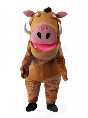 Open Mouth Brown Wild Boar Pig Mascot Costume Animal