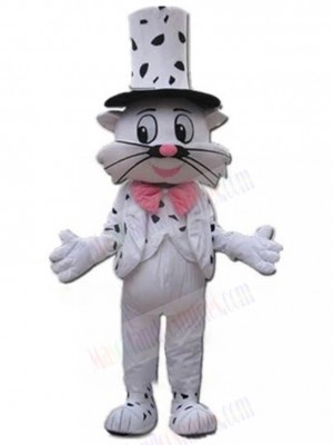 Magician White Cat Mascot Costume Animal in White Suit