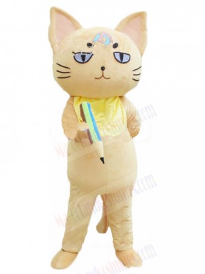 Diligent School Cat Mascot Costume with Pencil Animal