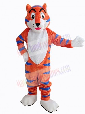 Tiger with Blue Stripes Mascot Costume Animal