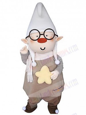 Cute Elf Mascot Costume Cartoon with Glasses