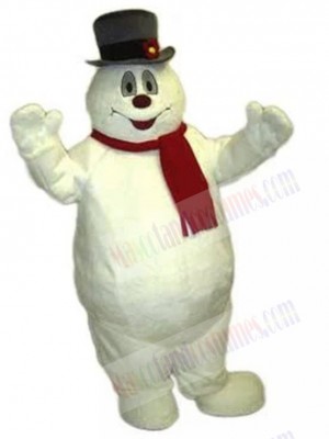 Happy Belly Billowing Snowman Mascot Costume Cartoon