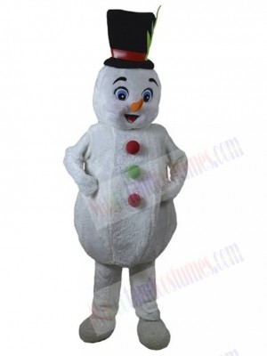 Cute Snowman Mascot Costume Cartoon with Blue Eyes