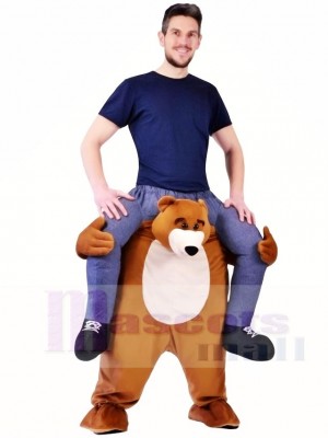 Piggy Back Bear Carry Me Ride on Brown Bear Mascot Costume Halloween