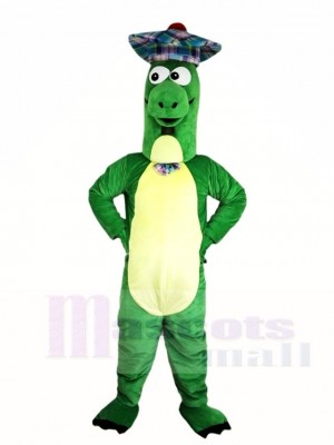 Green Dinosaur with Hat Mascot Costumes Animal