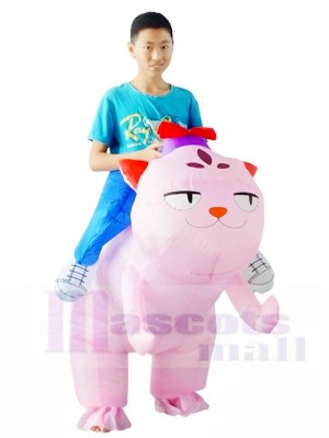 Pink Cat Carry me Ride on Inflatable Halloween Xmas Costumes for Adults