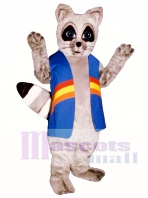 Rainbow Raccoon with Vest Mascot Costume
