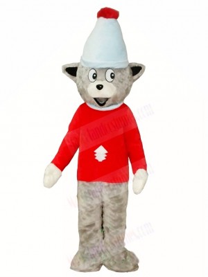 Gray Christmas Bear in Red Shirt Mascot Costumes Animal