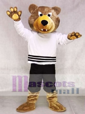 Brown Bear Mascot Costume Grizzlies in White Shirt Mascot Costume Animal 