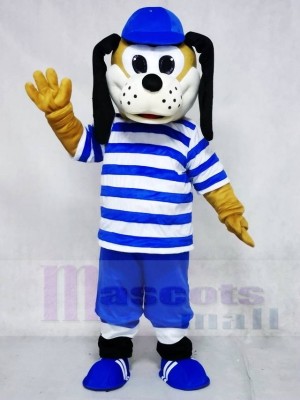 Cute Dog in Blue Striped Shirt Mascot Costumes Animal 