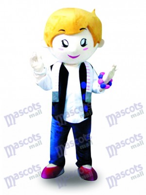 Yellow Hair Vest Boy Mascot Costume Cartoon 