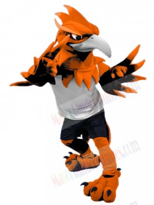 Orange Phoenix Mascot Costume Animal in White Jersey